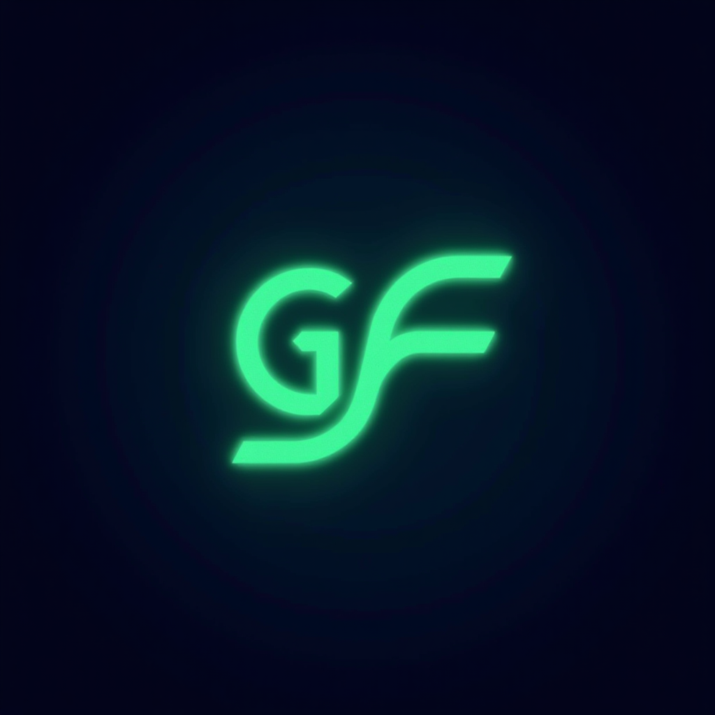 GameFandom logo featuring stylized letters GF in neon green on deep space blue background with pixel art border accents
