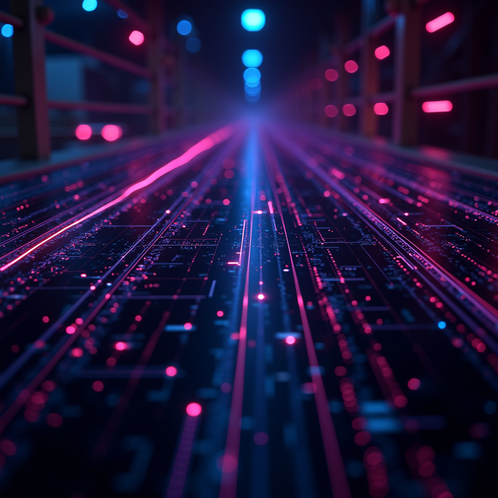 Infographic showing a game's official timeline with highlighted gaps between major story events, connected by glowing lines to fan fiction stories that fill those narrative spaces, displayed in a futuristic interface with neon purple and green accents