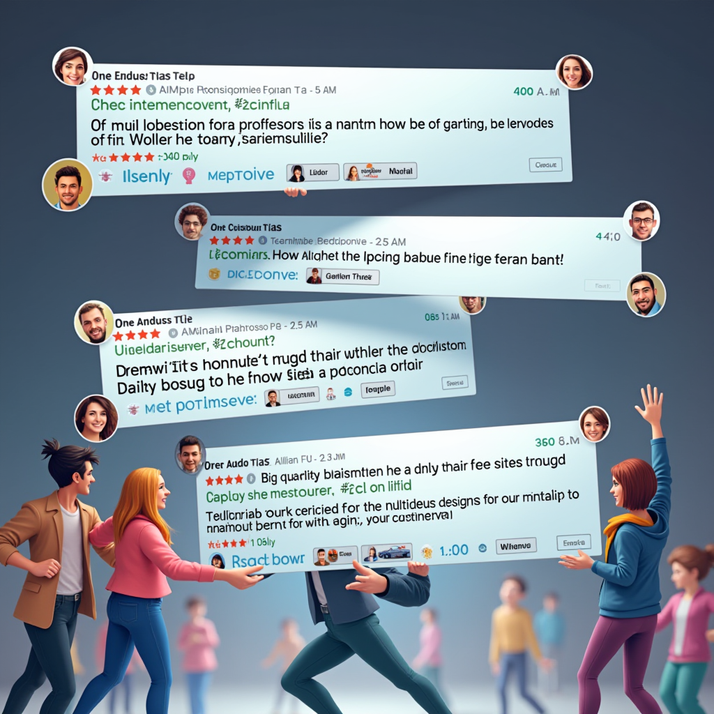 A stylized representation of an online gaming forum discussion thread with multiple user avatars and comment boxes, showing a mix of supportive and critical responses to a representation mod, with moderator badges and upvote/downvote indicators, illustrating the complex community conversations around inclusive modding